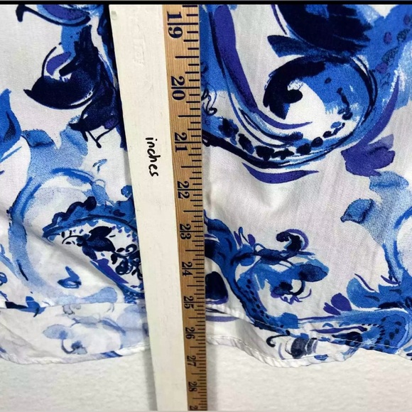 Zara Blue Floral Paisley Poplin Button Front Shirt | Long  Sleeves | Small | New - Picture 11 of 14